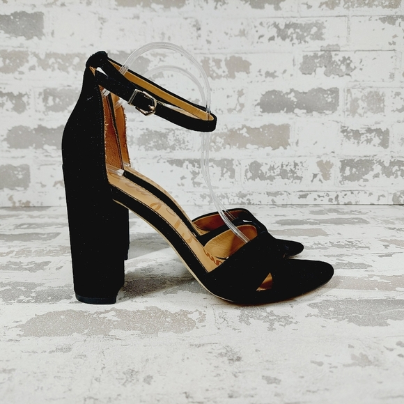 NEW Sam Edelman Yancy Black Heeled Ankle Strap Sandals H263 - Picture 5 of 13